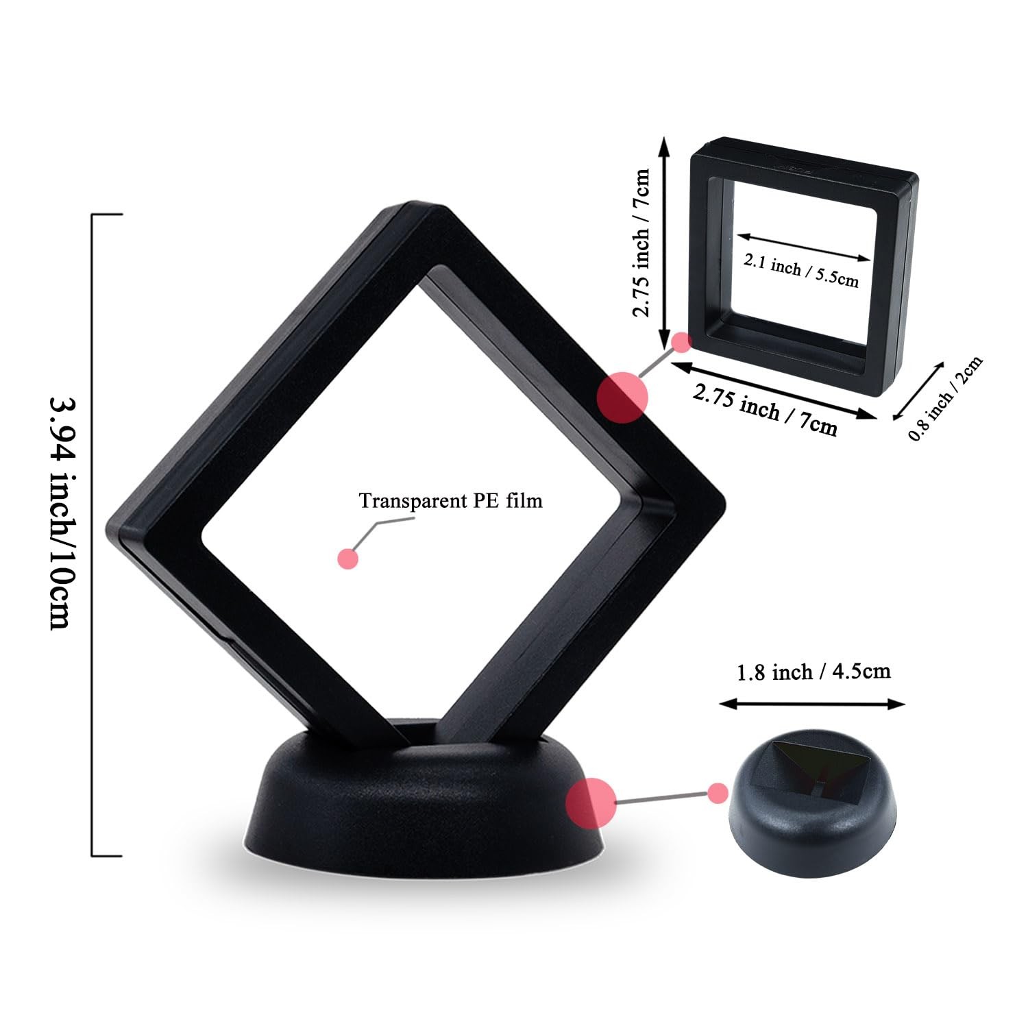 SQEYYGI 10Pcs Coin Holder Challenge Display 2.75×2.75×0.8 inches, Black