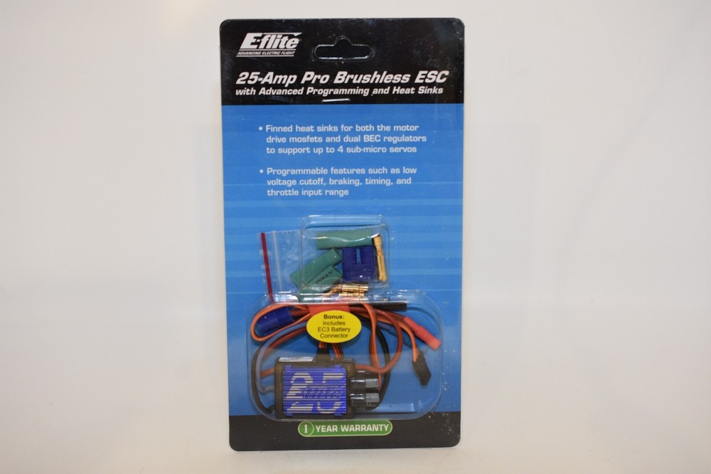 E-FLIGHT 25 AMP PRO BRUSHLESS ESC WITH ADVANCED PROGRAMMING AND HEAT SINKS