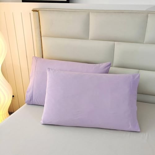 3PCS Purple Comforter Set with 2 Pillowcases, Brushed Queen Solid Purple