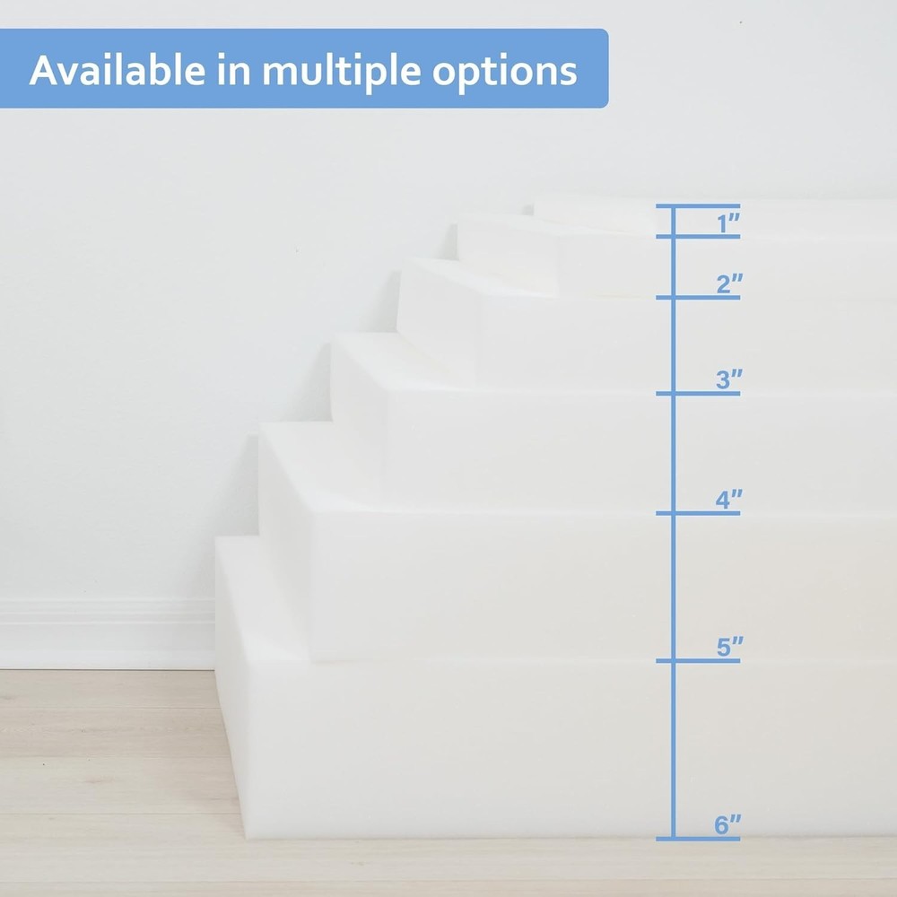 Rectangular 72" x 24" x 1" Upholstery Foam Cushion - Ideal for Versatile Use