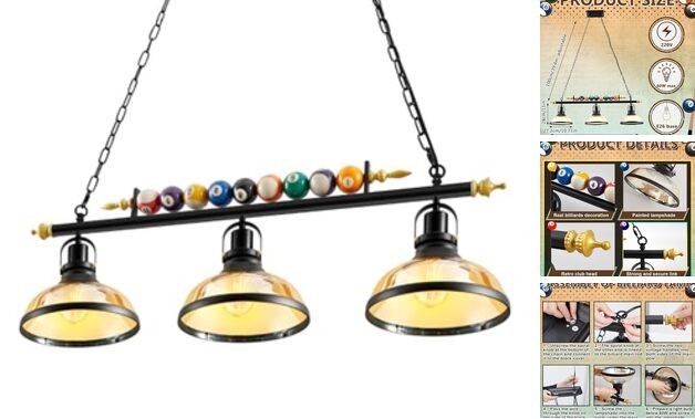 Adjustable Pool Table Lights for 7'-8' Billiard Light Hanging Pool Table Light