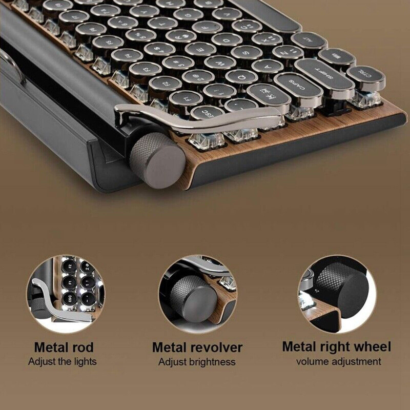 Retro Typewriter Keyboard Wireless Bluetooth Mechanical Keyboards 83 Keys NEW