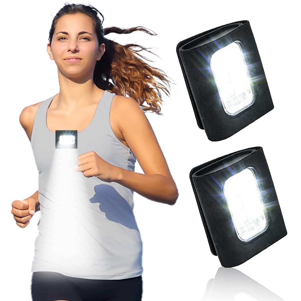 LED Safety Light for Night Running Walking Hiking - 2 Pack USB Rechargeable