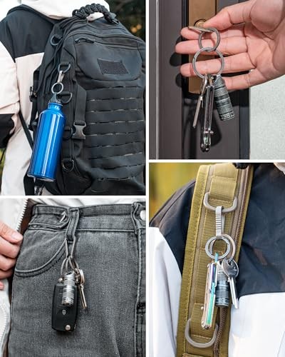 Titanium Keychain Rings, Split Side Pushing 2pcs Grey Small Titanium Key Rings