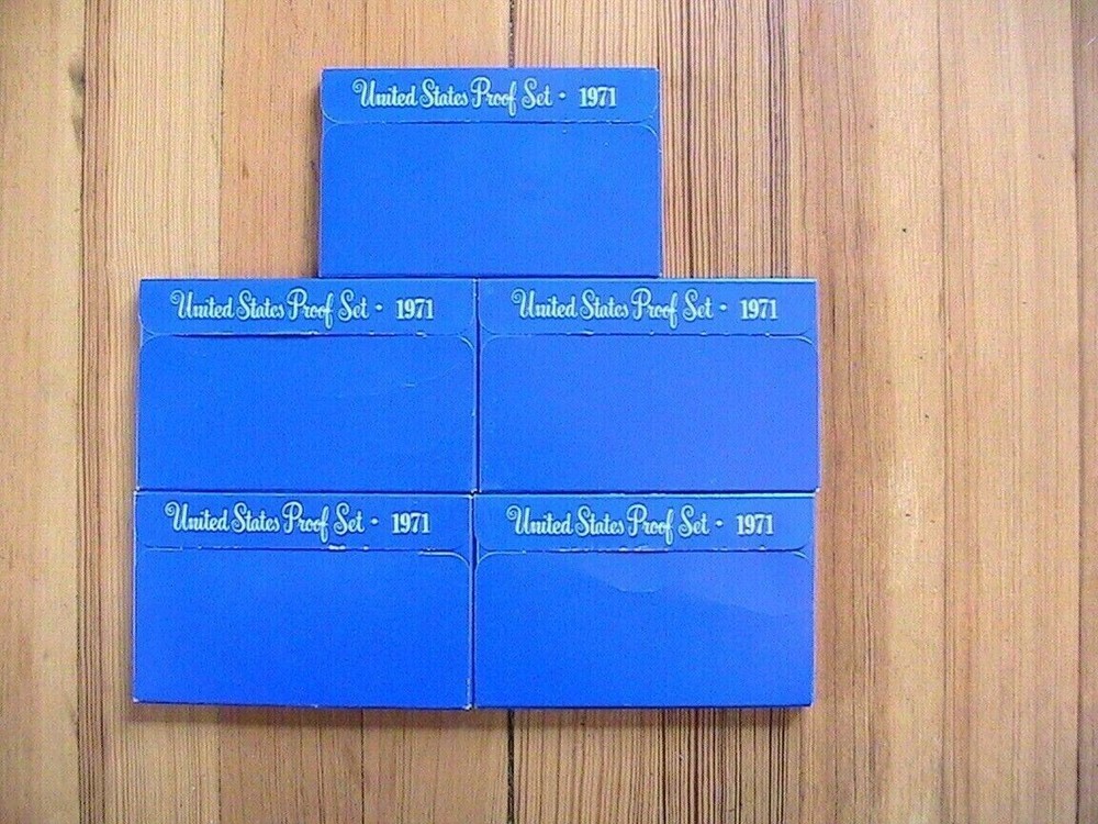 1971 PROOF SETS WITH THE ORIGINAL SHIPPING BOX 5 SETS