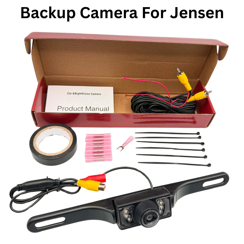 Rear view Backup Plate Camera For Jensen CMR8629 Install Kit