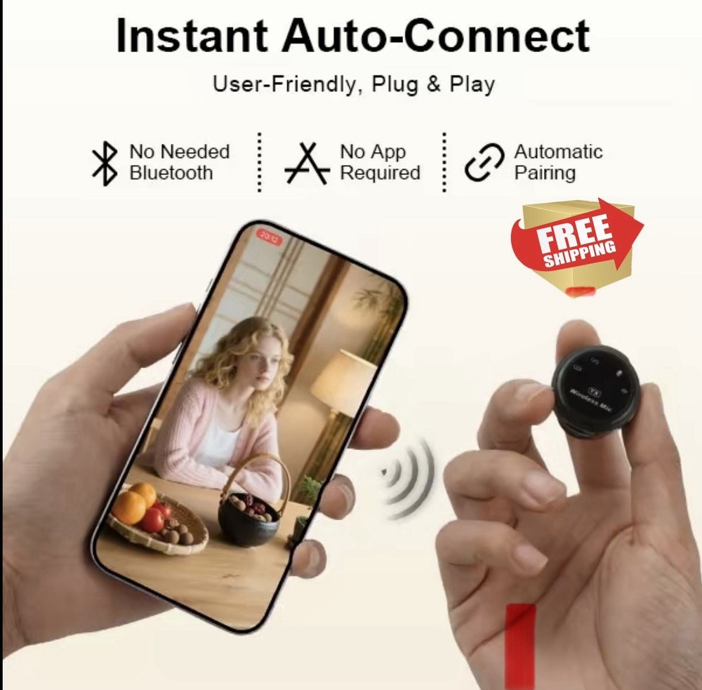 3 in 1 Microphone for iPhone/Android/Camera, Wireless Lavalier Microphone