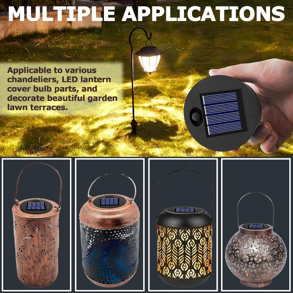 4 Pack Solar Light Replacement Top, Replace Solar Light Part for Lantern (Top 2.