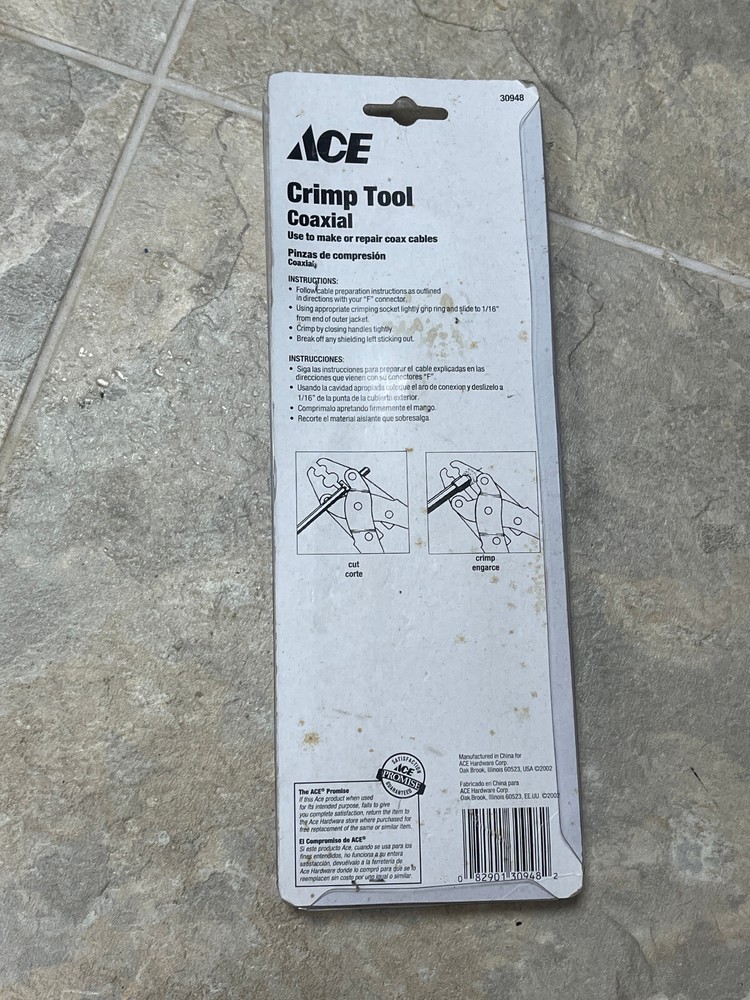 ACE CRIMP TOOL 30948 COAXIAL CABLE VIDEO NICE