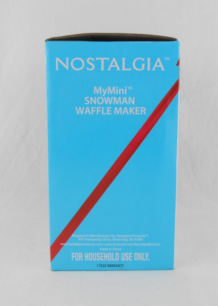 Nostalgia MyMini Snowman Waffle Maker 5" Non Stick Compact Size
