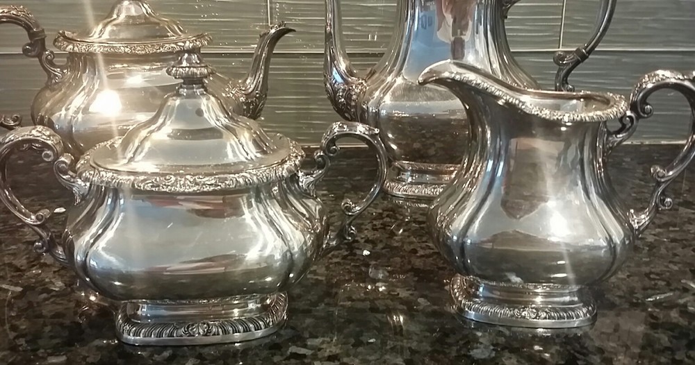 GORHAM SHELL & GADROON Coffee Tea Sugar Creamer Set Y1101 Y1102