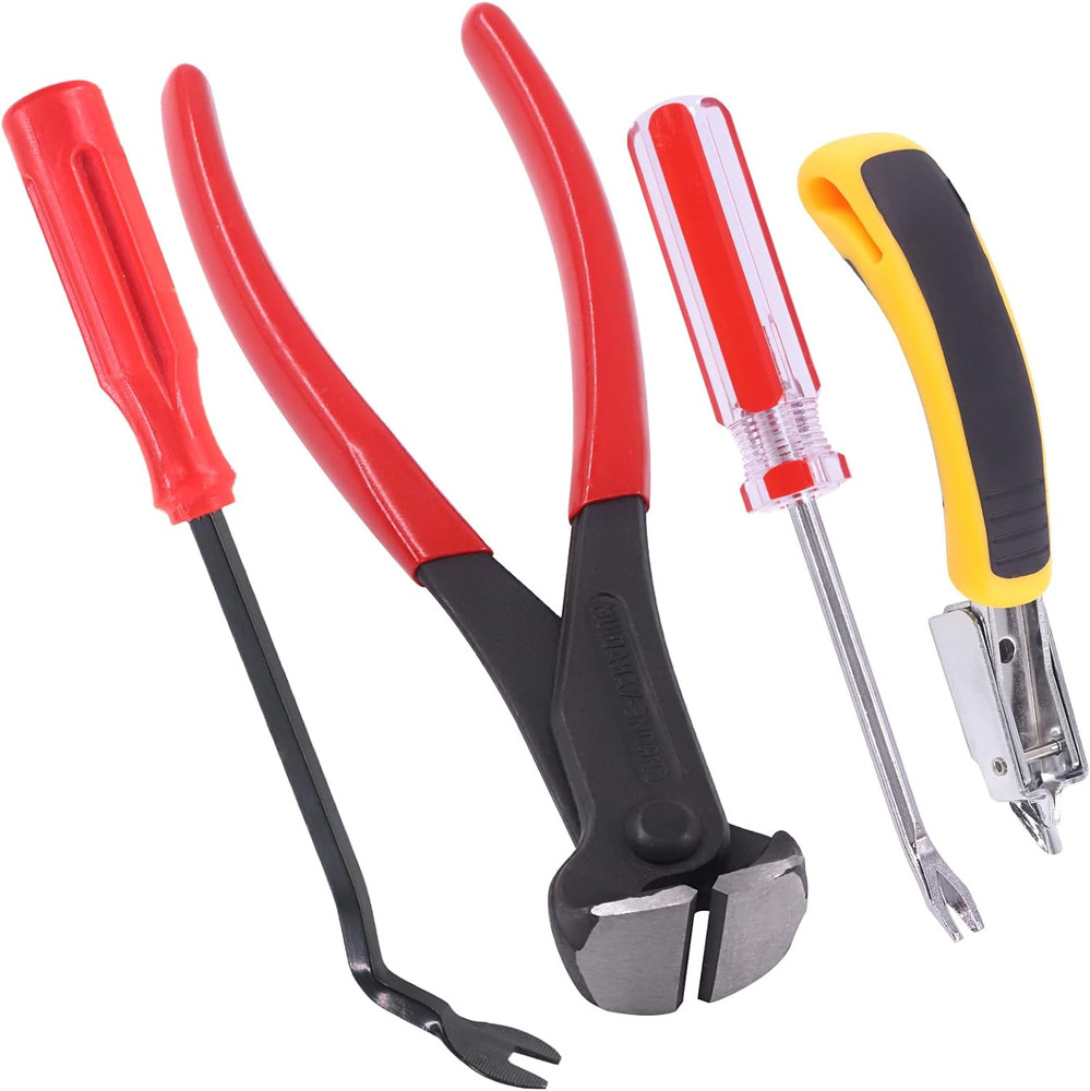 4Pcs Tack Puller Staple Remover Tool Set, Upholstery and Construction U Tip Nail