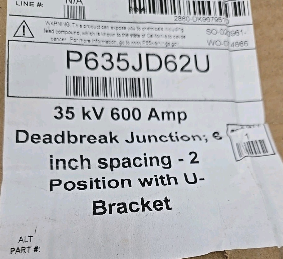 Richards P635JD 2 Point Deadbreak Junction 35 kV Class 600 Amp with Bracket