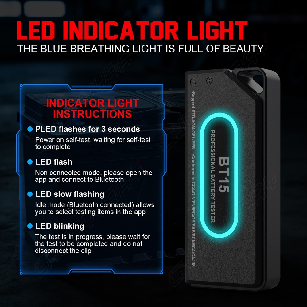 Car Battery Tester 12V Digital Voltmeter LCD Display LED Indicator Compact