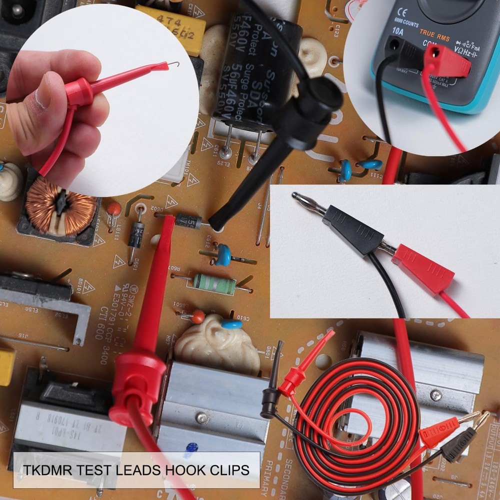 TKDMR 19Pcs Electrical Multimeter Test Leads Set with Alligator red and black