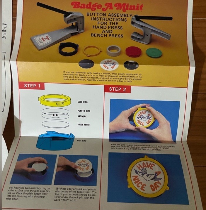 Vintage Badge A Minit Button Maker - Hand Press and Circle Cutter