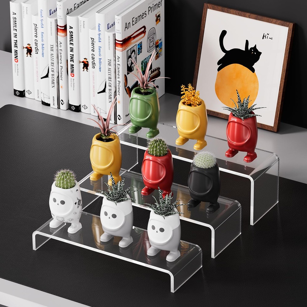 Acina Large Acrylic Display Risers: 6Pcs-12 Clear Rectangular Acrylic Showcas...