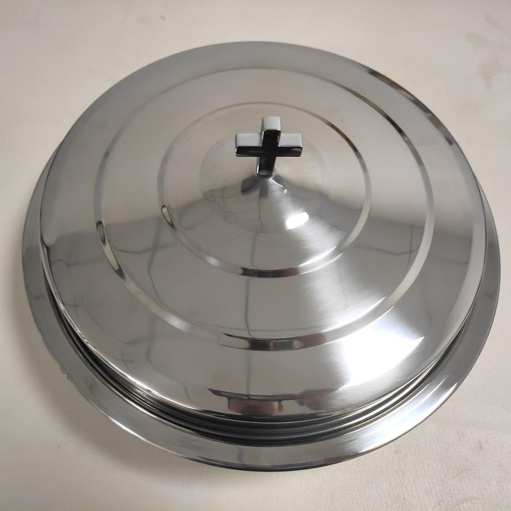 Stackable Silver Communion Tray with Cover for Church Service
