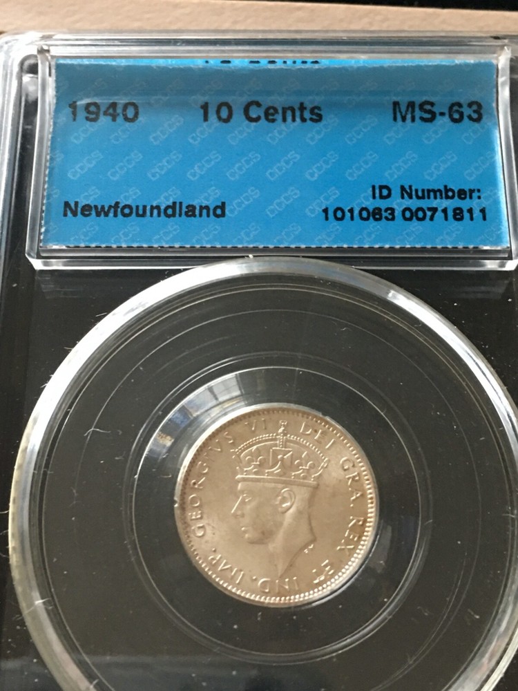 1940 CCCS Graded Newfoundland ¢10 Cent **MS-63** #1811