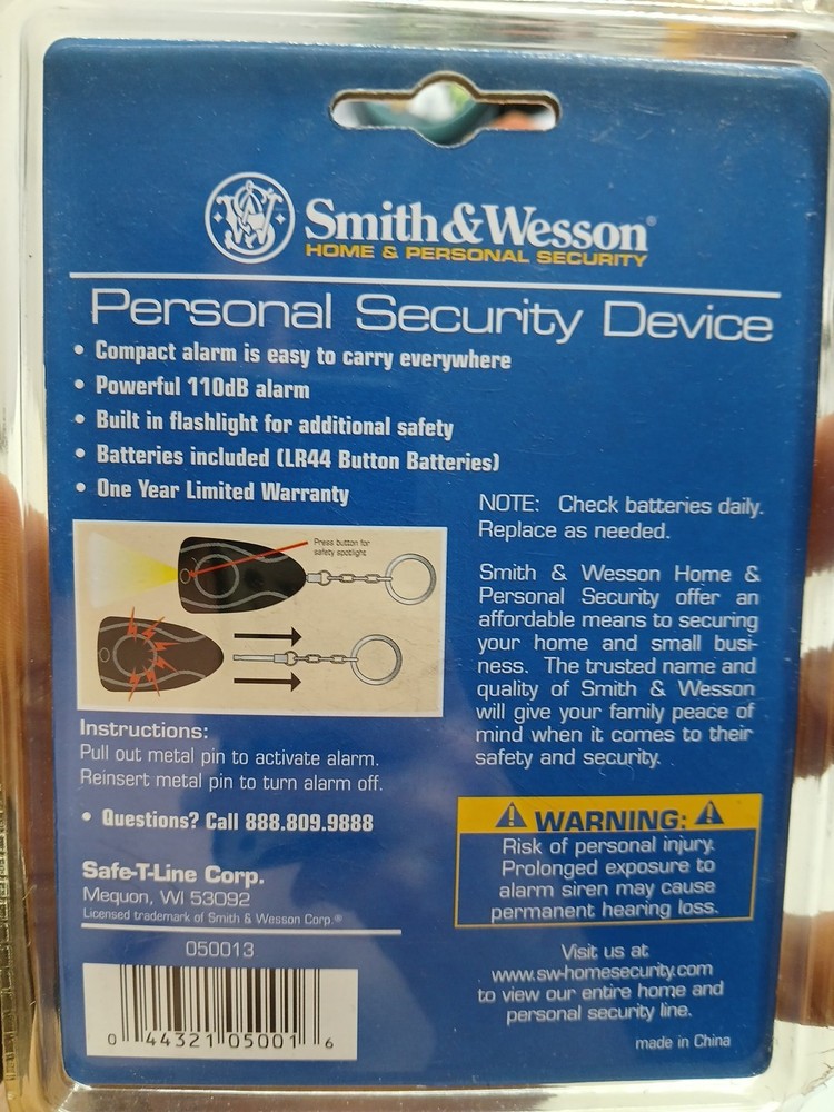Smith & Wesson Personal Security Alarm, Flashlight, sealed package.