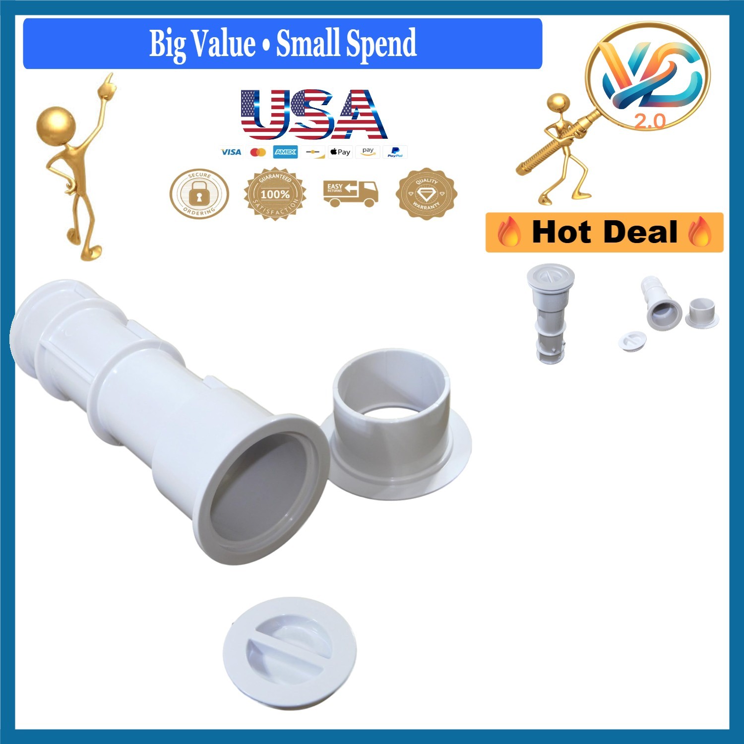 Umbrella Stand W/Sleeve & Cap 7In White Portable Pool Patio Accessory