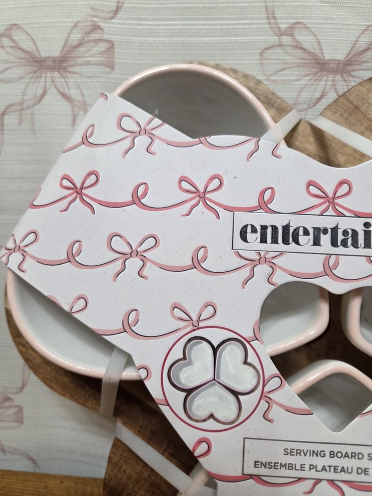 Entertainer Serving Board Set Ceramic & Acacia Wood