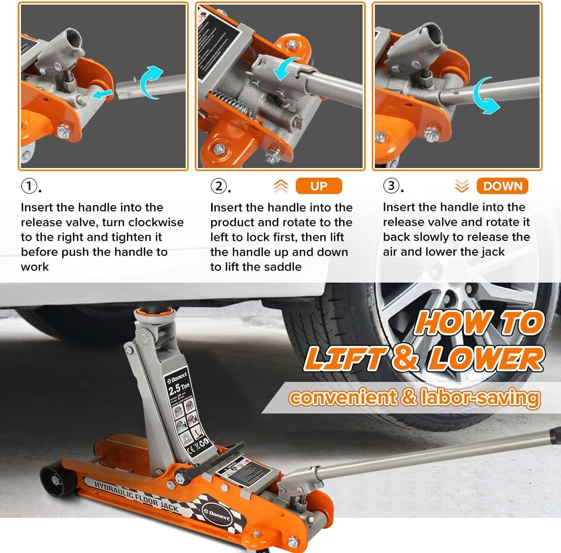 2.5 Ton Steel Floor Jack Low Profile Hydraulic Racing Floor Jack W/ Single