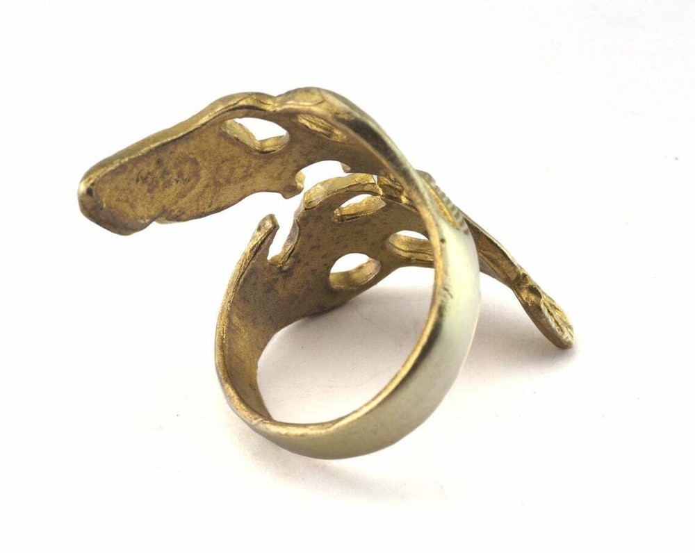Ring Leaf Adjustable Ring Raw brass Wrap Nature Leaves Statement Ring
