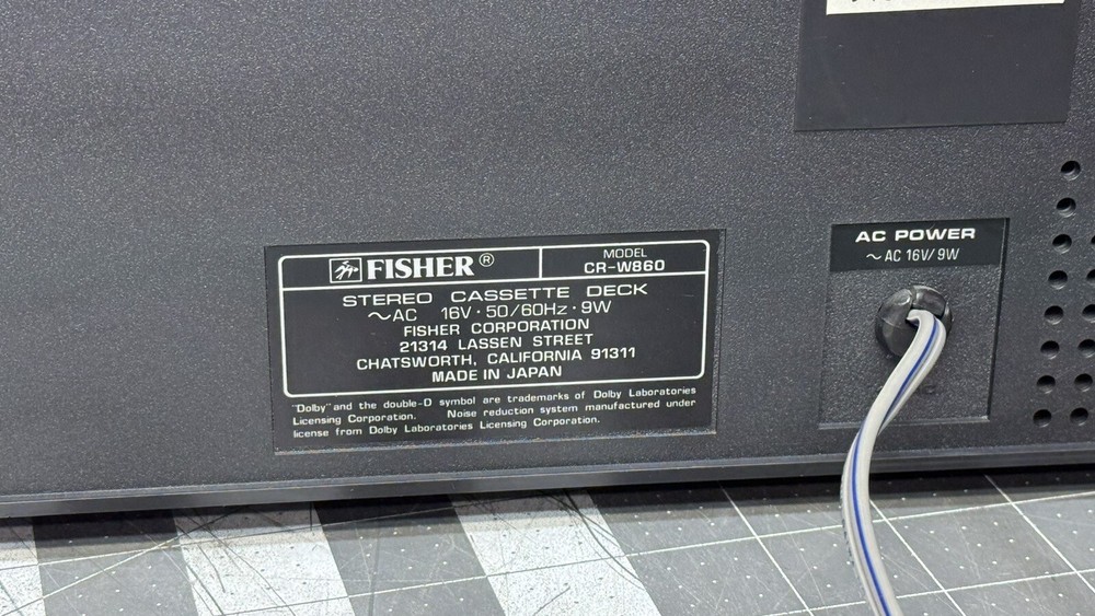 Fisher CR-W860 Stereo Double Cassette Deck UNTESTED DUE NOT HAVING SUITABLE AMP