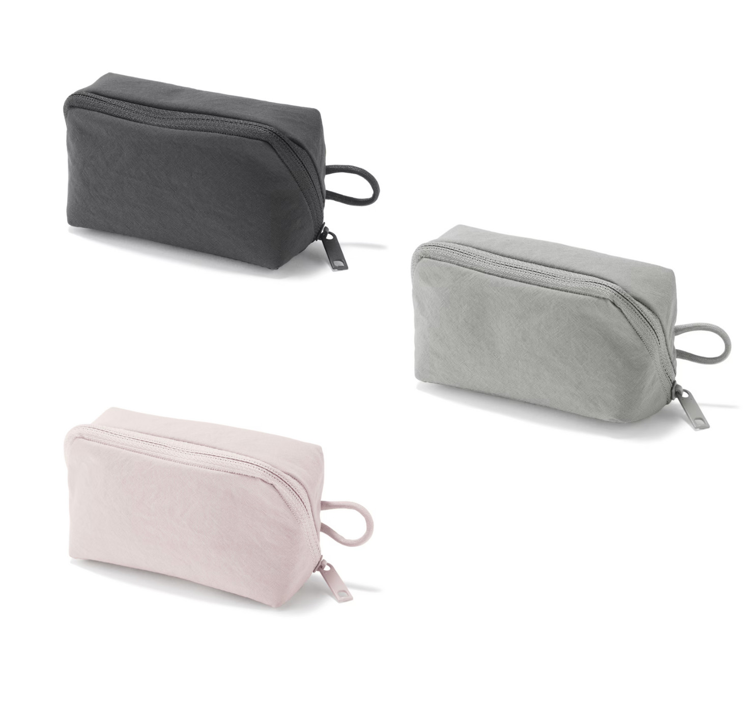 Muji Wrinkle nylon wide opening pouch  S 11 x 6 x 3.5 cm