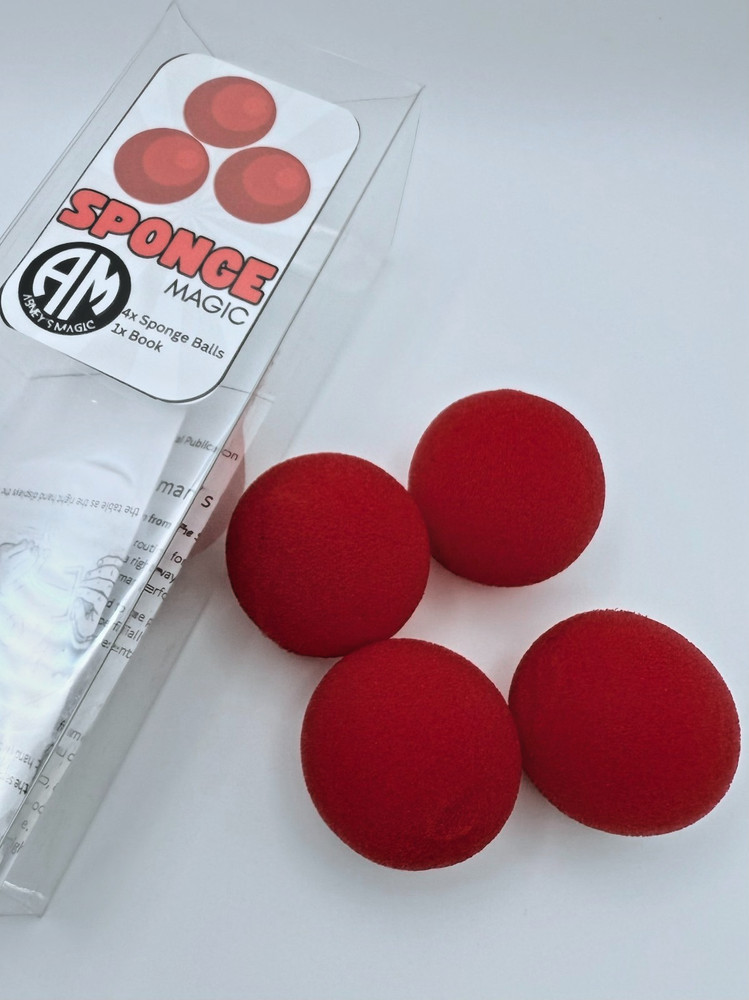 4 Red 1.3" Sponge Balls | Magic Trick Set by Abney's Magic – Free Live Tutorial