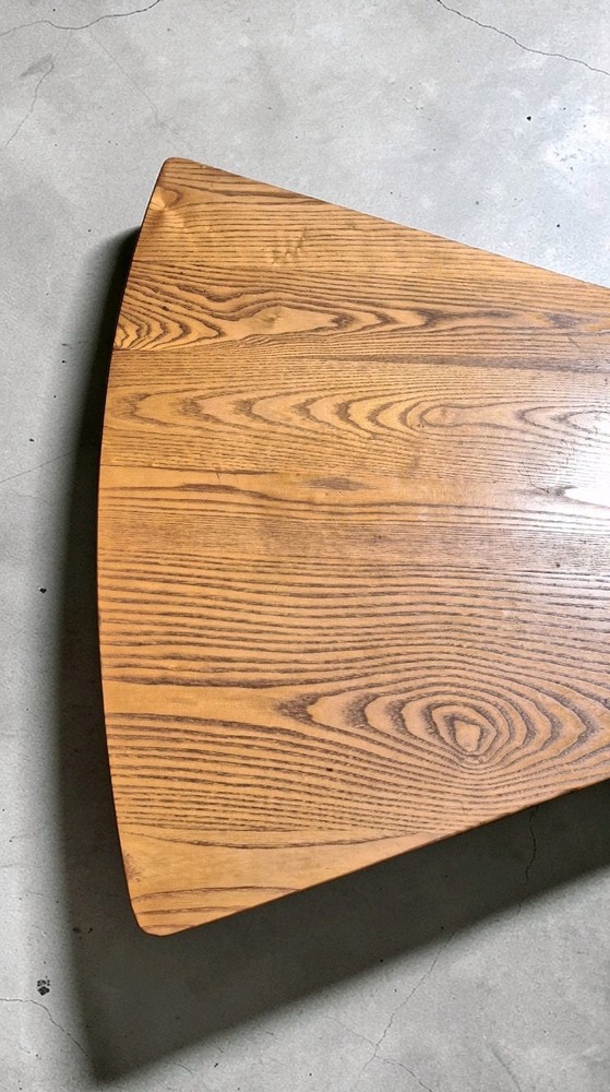 Mid Century Table Danish Triangle Shape Wood Table 28"x32'"×14.5"