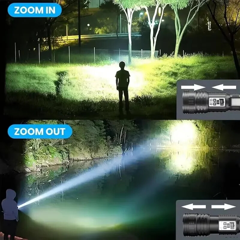 120000000Lumens Super Bright LED Tactical Flashlight USB Rechargeable Work Light