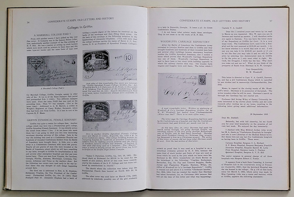 Confederate Stamps, Old Letters and History 1959 book SIGNED by Raynor Hubbell