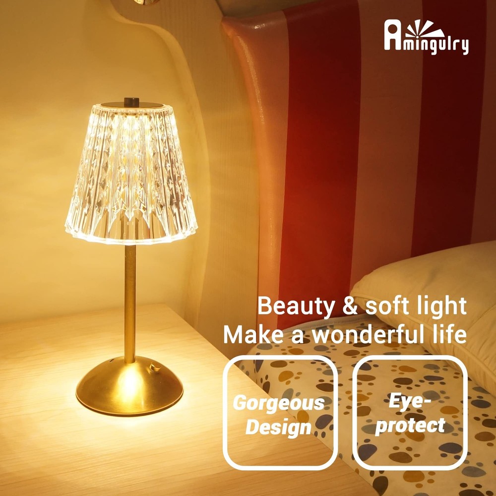 Cordless Table Lamp, Rechargeable Battery Operated Lamp, 3 Color Modes & Step...