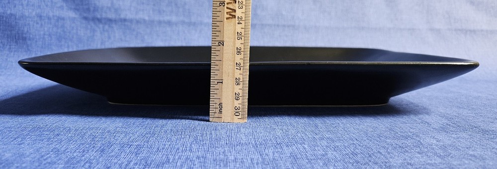 Black Serving Platter 13.5″ Rectangular Stoneware Modern Minimalist Design