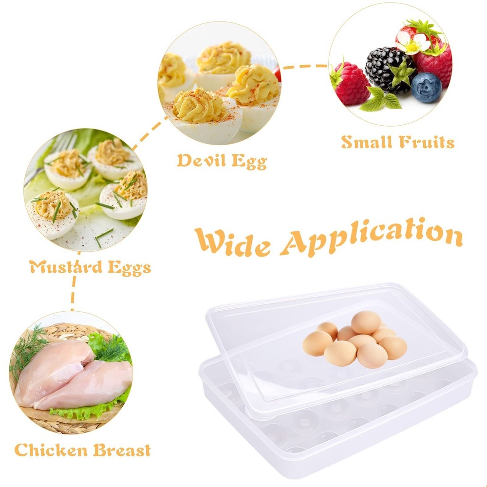 96 Egg Holders for Refrigerator,4 Set Clear Deviled Egg Tray with Lid,Plastic...