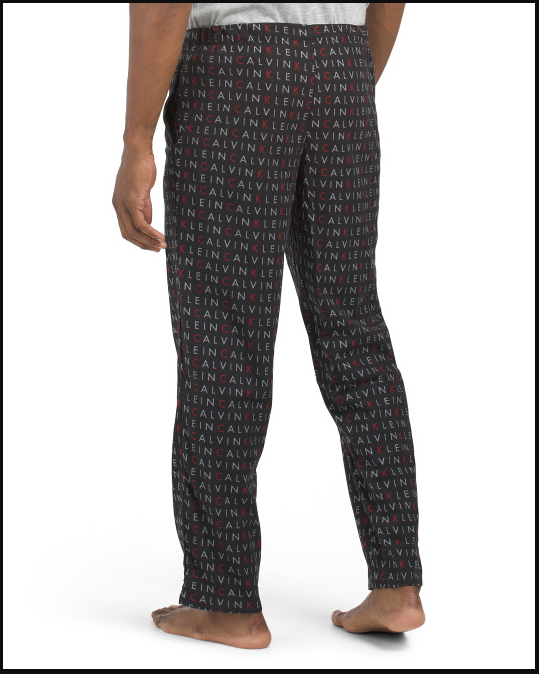 CALVIN KLEIN Fleece Pajama Lounge Sleep Pants Large Black Allover Logo MSRP$42