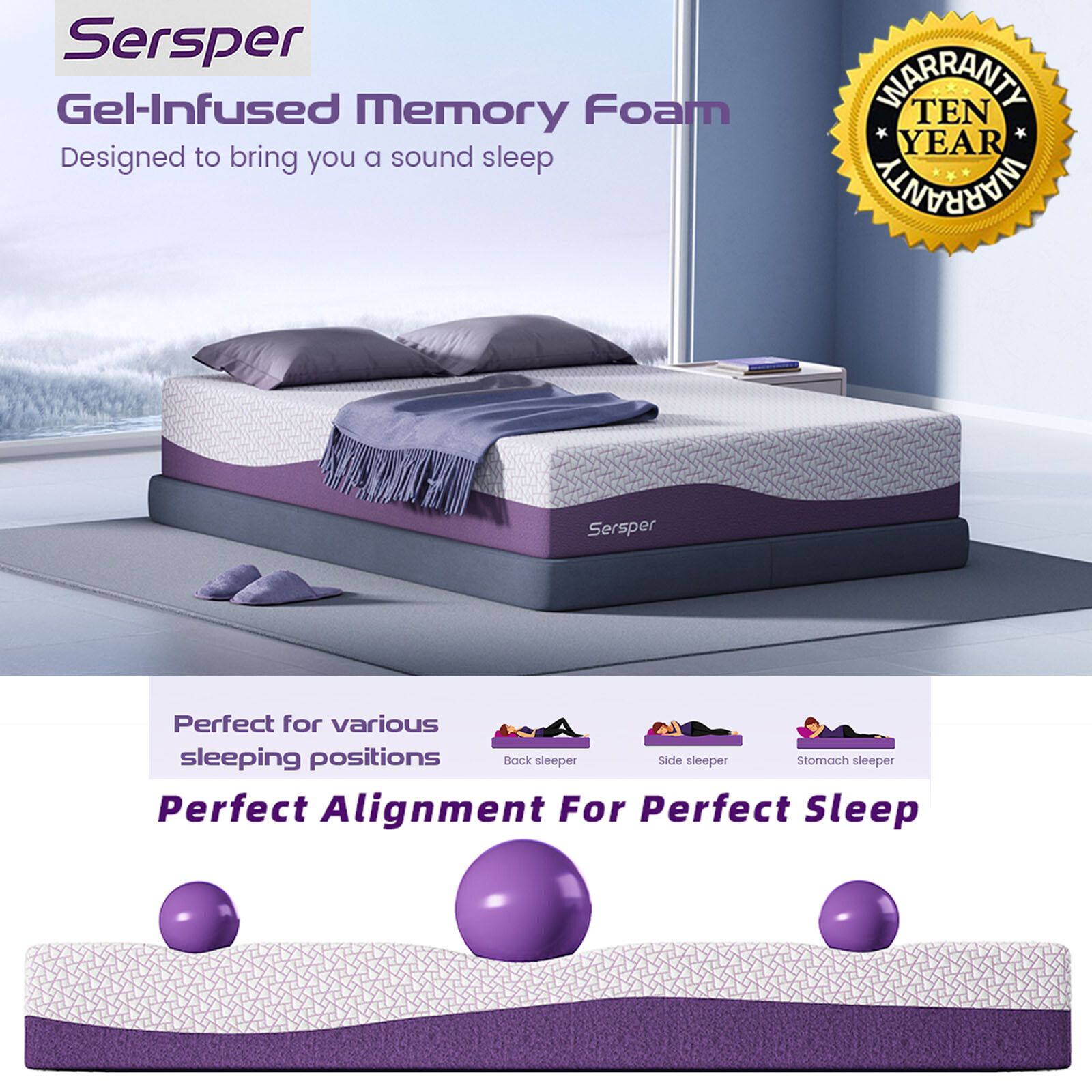 8/10/12/14Inch Gel Infused Memory Foam Twin XL Full Queen King Mattress in a Box