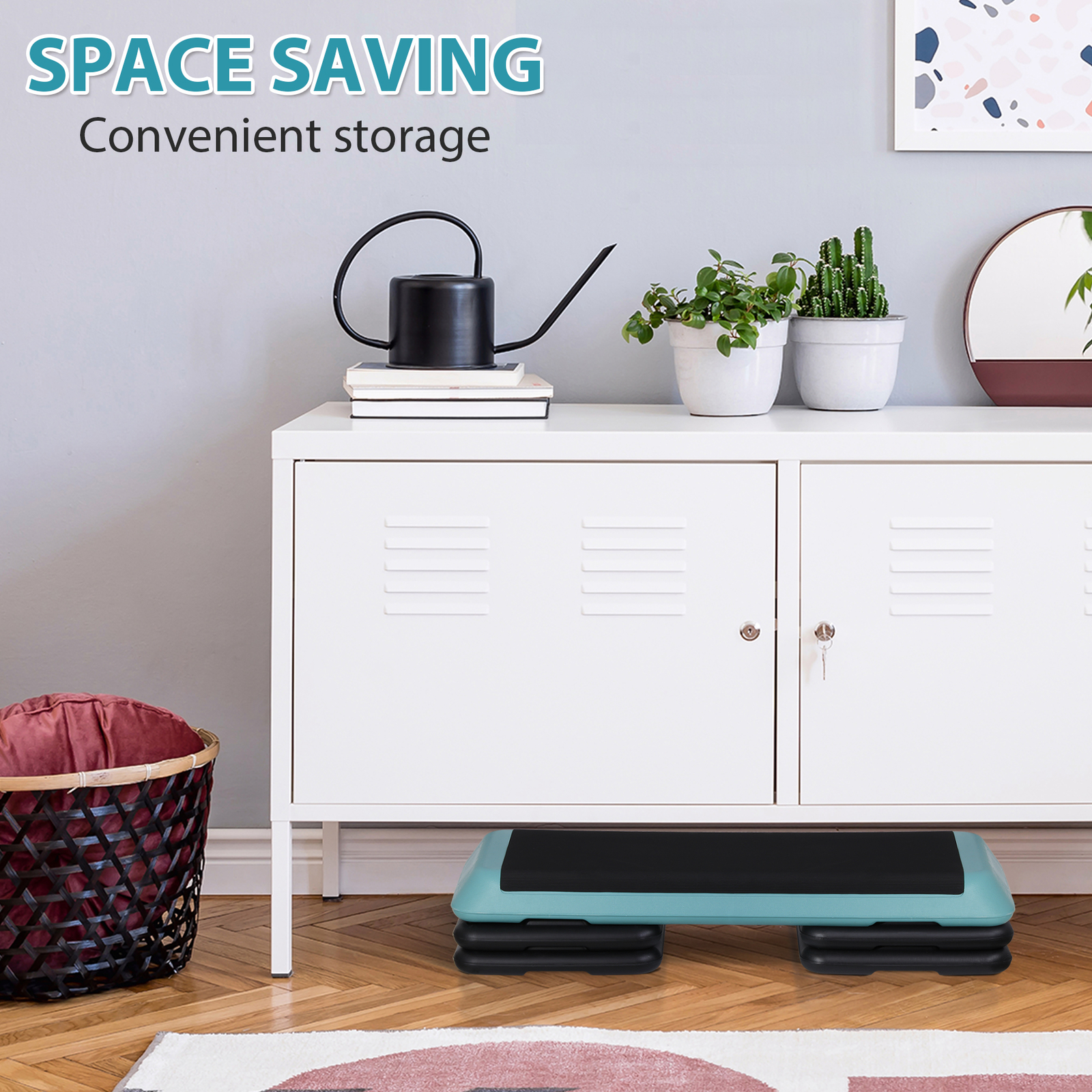 43" Adjustable Aerobic Exercise Step Platform Stepper in Fitness w/4 Riser Green