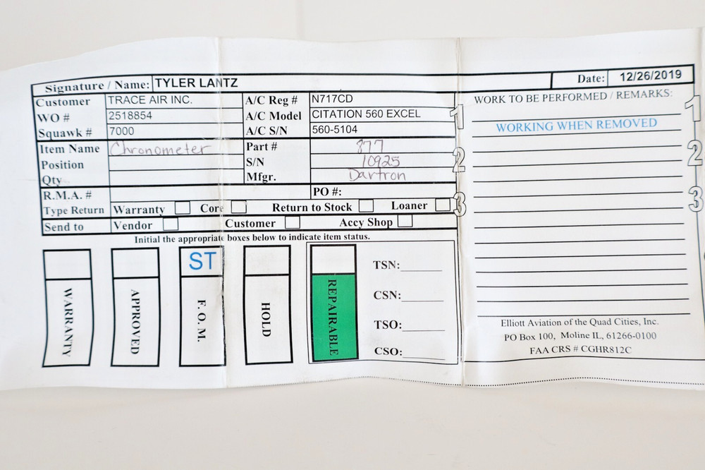 Davtron M877 (M877A-5V) Digital Clock Chronometer Indicator - Removed Working