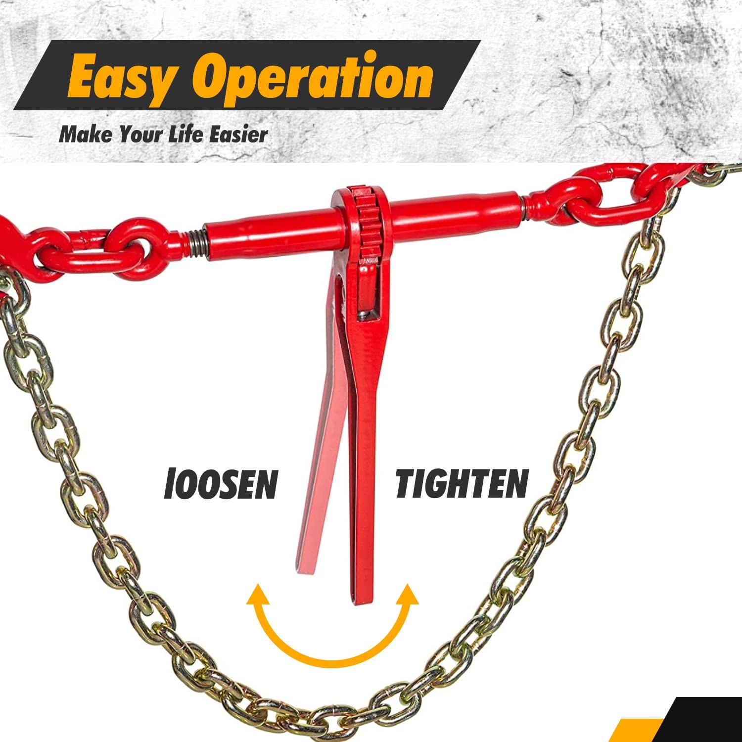 2PCS Ratchet Load Binder Chain and Binder Kit 3/8"-1/2", 10' Chains Hauling