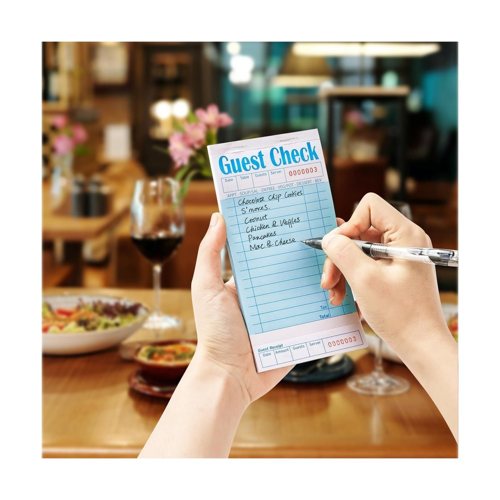 6 Pack Blue Guest Checks Books for Servers Server Note Pads, Waiter Checkbook...
