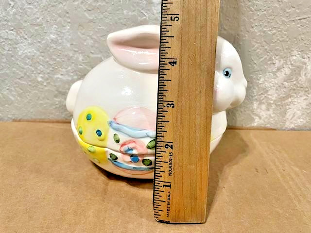 Vtg Earthenware Easter Bunny 2 piece Candy Dish NEW in Box