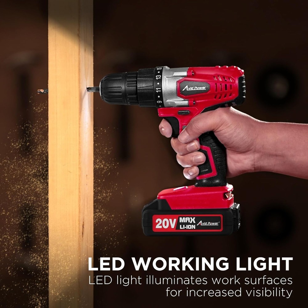 20V Cordless Power Drill Set - Compact & Lightweight for Beginner DIY Projects