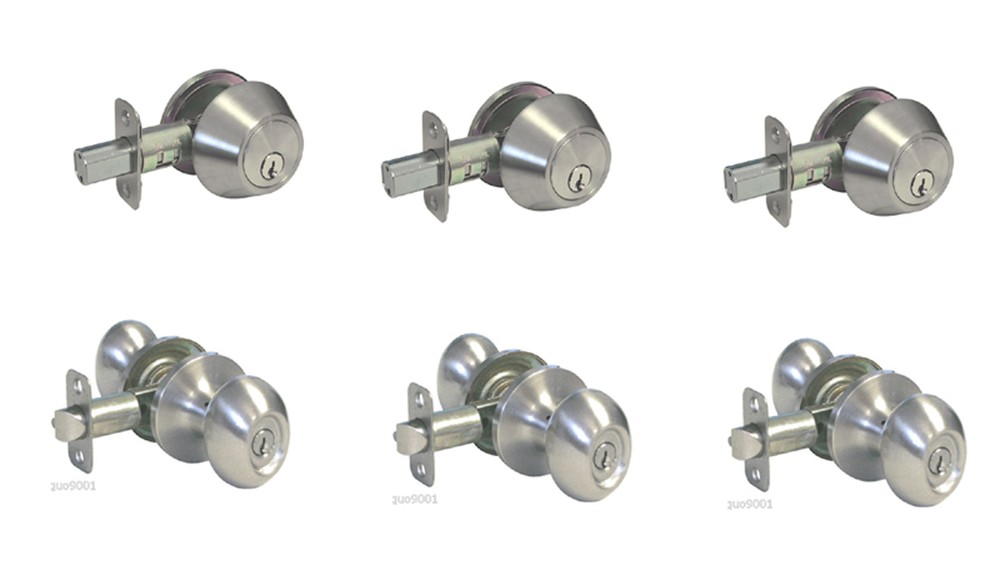 3 Sets Satin Nickel Entry Oval Egg Shape Door Locks with Deadbolt Knobs Same Key