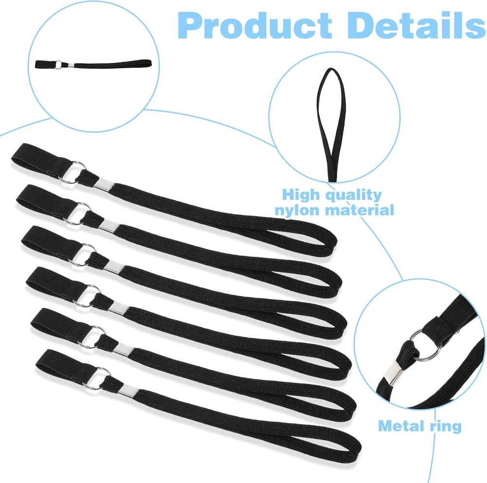 6Pcs Walking Cane Wrist Strap Replacement Black Elastic Trekking Pole Handle