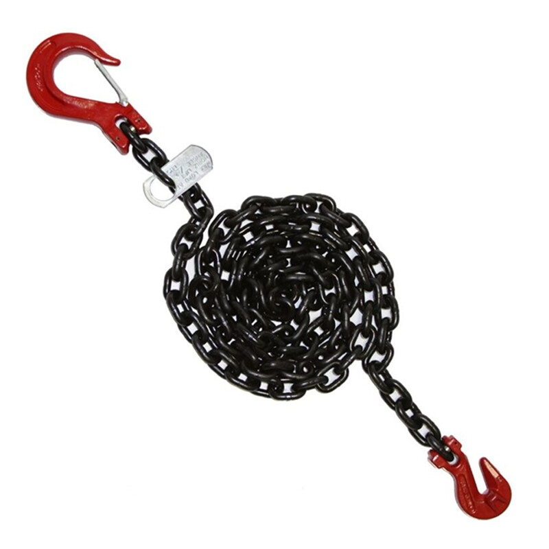 Grade 80 Lifting Chain Sling 5/16" x 20 FT Single Leg Grab Hook Safety Latch Tow