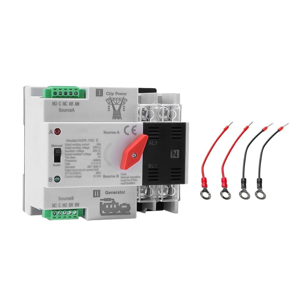 Versatile 2-Pole 100A ATS with Automatic Changeover for Safe Power Supply