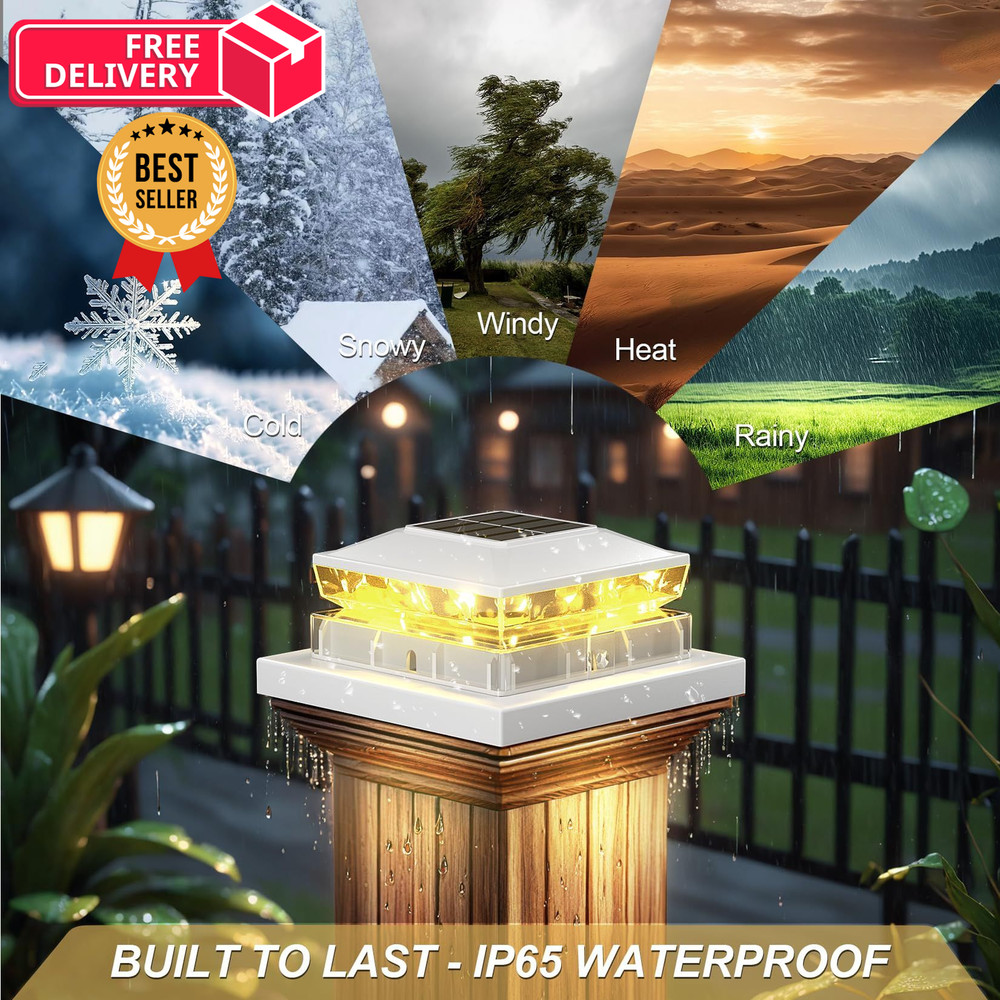 Solar Post Cap Light 8 Packs, Waterproof Powered Fence 8pack, White